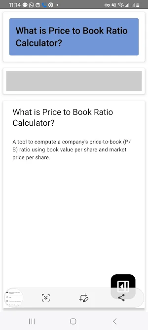 Price to Book Ratio Calculator Screenshot 1