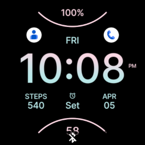 Sporty Pink Blue Watch Face Screenshot 3