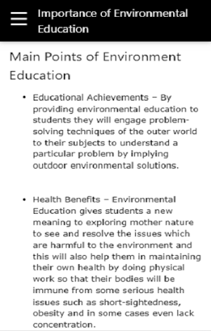Importance of Environmental Education Screenshot 0