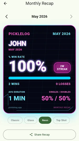 Picklelog: Pickleball Tracker Screenshot 3