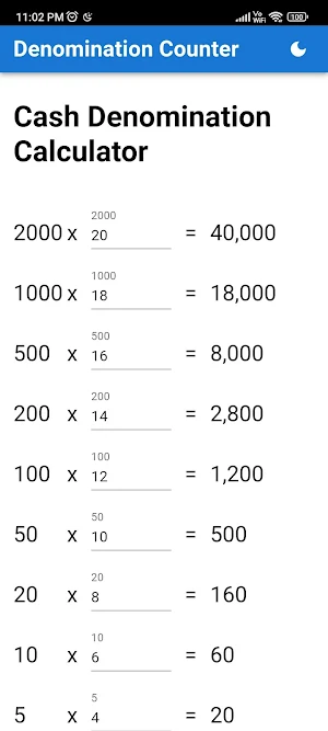 Cash Denomination Calculator Screenshot 0