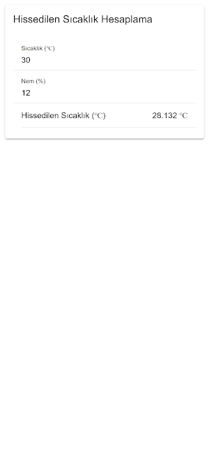 Hissedilen Sıcaklık Hesaplama Screenshot 0