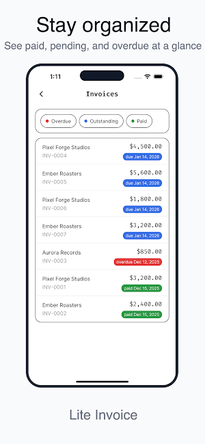 Lite Invoice: Simple Invoicing Screenshot 2