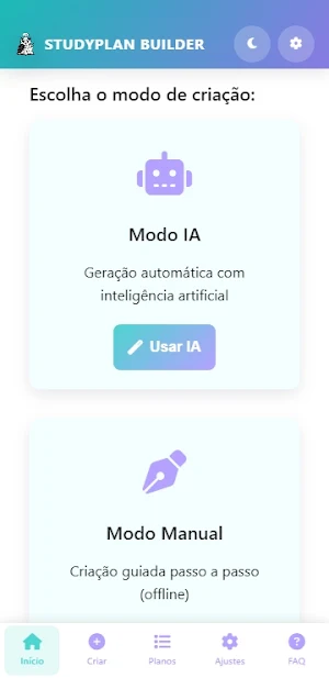 Criador de Planos de Estudo Screenshot 1