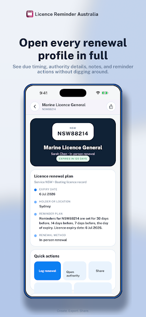 Licence Renewal Reminder AU Screenshot 1