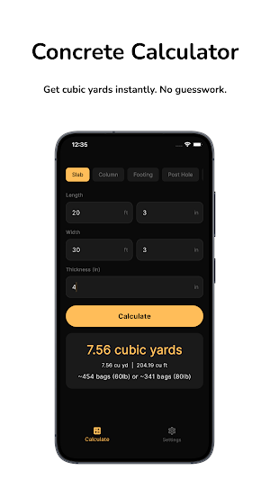 Concrete Calculator: Slab+Yard Screenshot 0