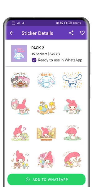 Cute Cinnamoroll Stickers Screenshot 3
