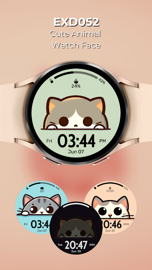 EXD052: Cute Animal Watch Face Screenshot 0