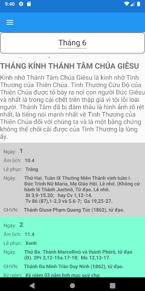 Lịch công giáo - GP.BMT Screenshot 1