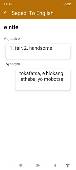 Sepedi To English Dictionary Screenshot 0