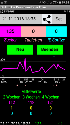 Blutzuckeraufzeichnungsapp Screenshot 2
