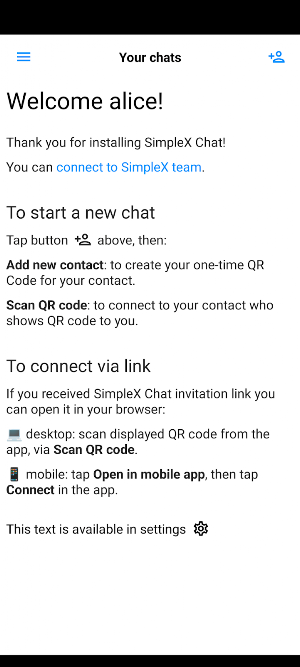 SimpleX Chat Screenshot 1