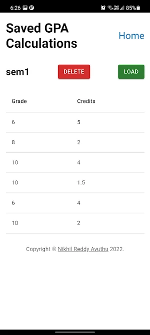 CGPA and SGPA Calculator Screenshot 3