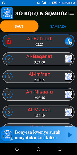 Quran Swahili Audio Kata Screenshot 1