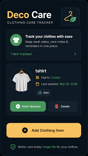 Deco - Clothing Care Tracker Screenshot 3