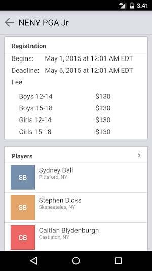 Northeastern NY PGA Jr Golf Screenshot 1