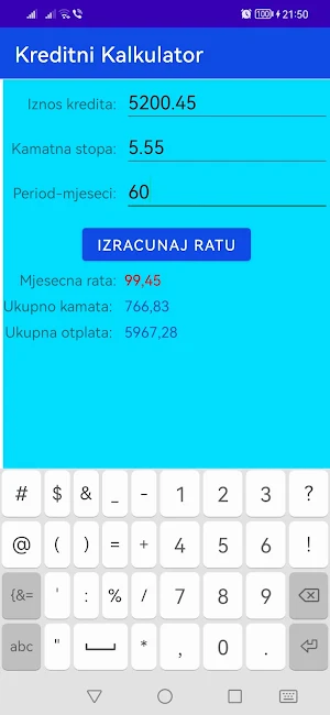 Kreditni kalkulator Screenshot 2
