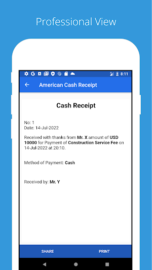 American Cash Receipt Screenshot 1