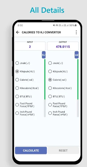 Calories to KJ Converter Screenshot 2