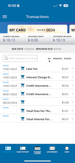 APFCU Card Control Screenshot 2