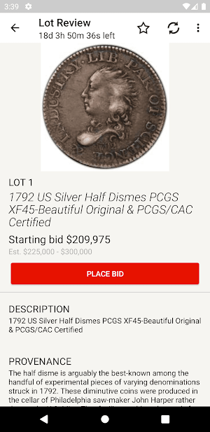 Original US Coins Auctions Screenshot 2