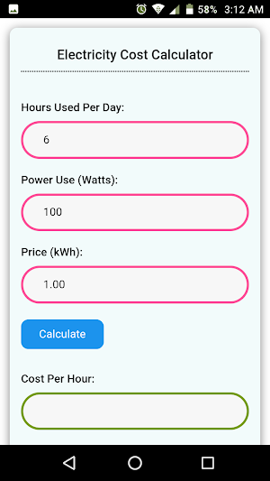 Electricity Cost Calculator Screenshot 0