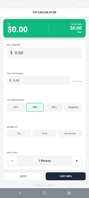 Tip Calculator & Bill Splitter Screenshot 1