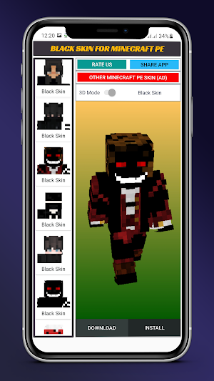 Black Skin for Minecraft PE Screenshot 3