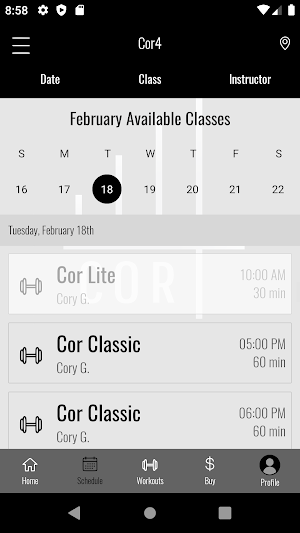 Cor4 Fitness Screenshot 1