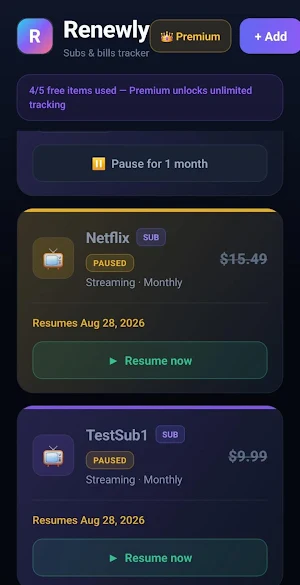 Renewly: Subs Tracker Screenshot 1