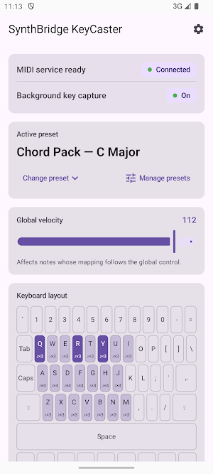 KeyCaster: Keys to MIDI Screenshot 0