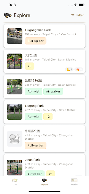 Cali Ape - Pull-up Bar Map Screenshot 1