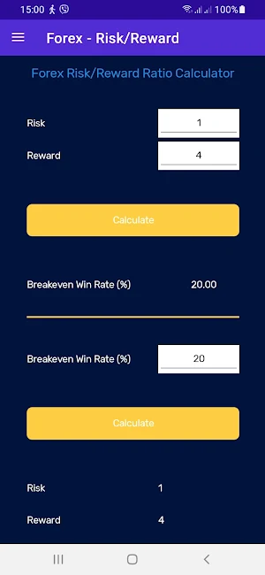 Risk Reward Calculator Screenshot 0