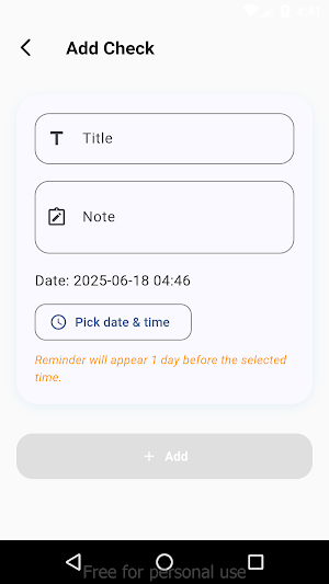 Vehicle Check Reminder Screenshot 1