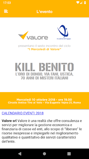 Valore Eventi Screenshot 2