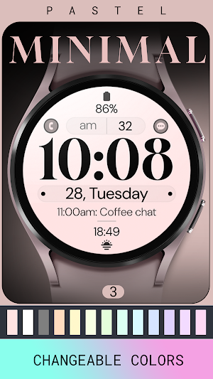 Minimal 3 Pastel Watch Face Screenshot 2