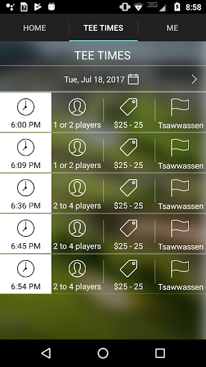 Tsawwassen Springs Tee Times Screenshot 2