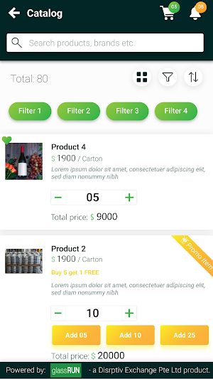 glassRUN Order Management Screenshot 0