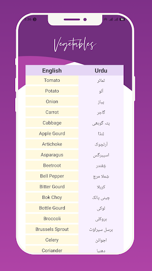 Learn Vegetable Names in Urdu Screenshot 3