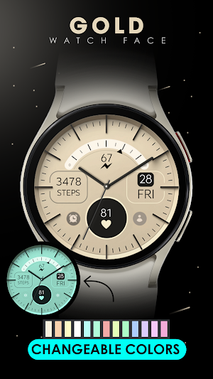 Gold Elegant analog watch face Screenshot 2