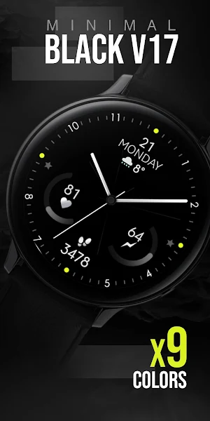 Minimal Black v17 Watch Face Screenshot 1