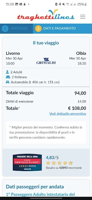 Traghettilines App Screenshot 2