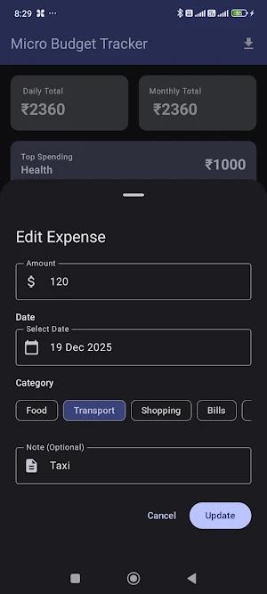 Micro Budget Tracker Screenshot 2