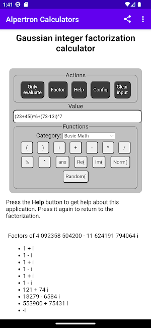 Alpertron Calculators Screenshot 2
