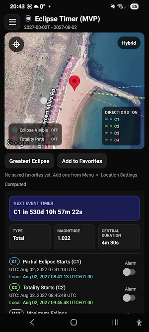 Eclipse Timer Screenshot 2