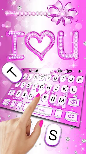 Purple Love Diamond Keyboard Background Screenshot 1
