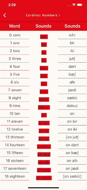 Learn Turkish Vocabulary Screenshot 3