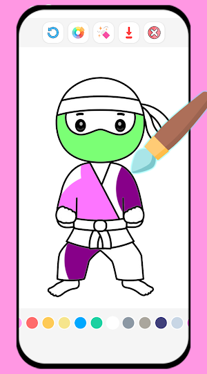 Green Ninja Coloring & Memory Screenshot 0