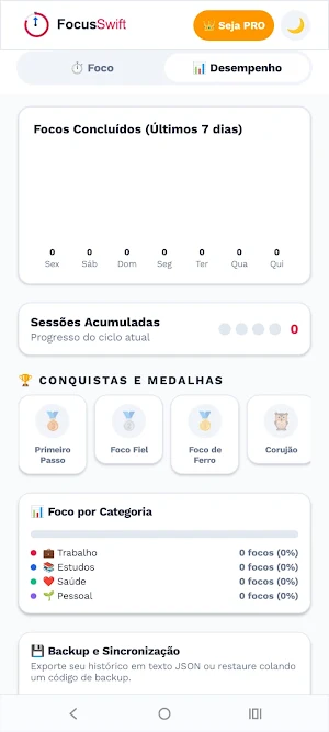 FocusSwift: Foco e Pomodoro Screenshot 2