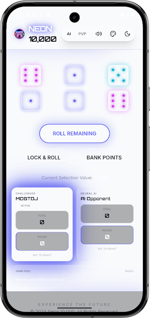 Offline 10000 Dice Neon Farkle Screenshot 2
